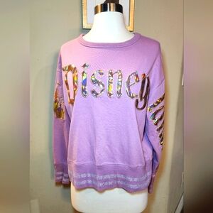 Disney Pink 50th Anniversary‎ Sweatshirt Pullover Size Medium Iridescent